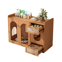 SIDEBOARD 120/45/76 cm, 5-in-1 Katzenmöbel mit verstecktem Katzenklo, Futternapf-Schublade und Nussbaumoptik, Walnuss - Walnussfarben, Holzwerkstoff (120/83/45cm) - Redom