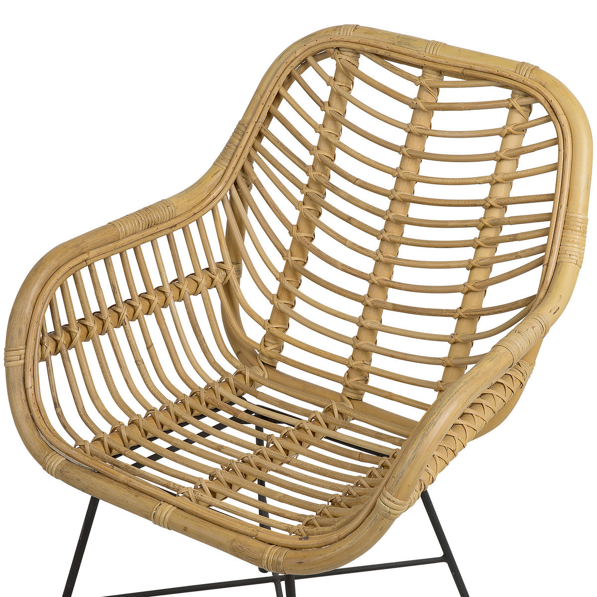 RATTANSTUHL Rattan Beige Canora - Beige, Naturmaterialen/Metall (64/89/51cm) - Beliani