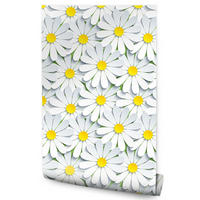 VLIESTAPETE Kamillenblüten – Weiß, Gelb, Grau – 50x1000 cm - Gelb/Weiß, Papier (50/1000cm) - Muralo