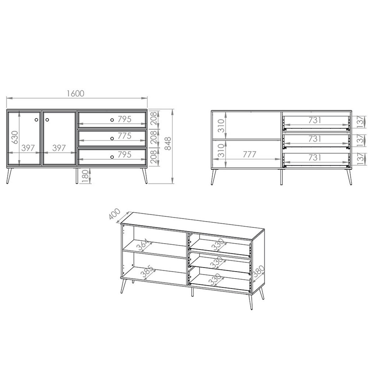 SIDEBOARD Gubin-131 - Weiß, Holzwerkstoff (160/85/40cm) - Lomado