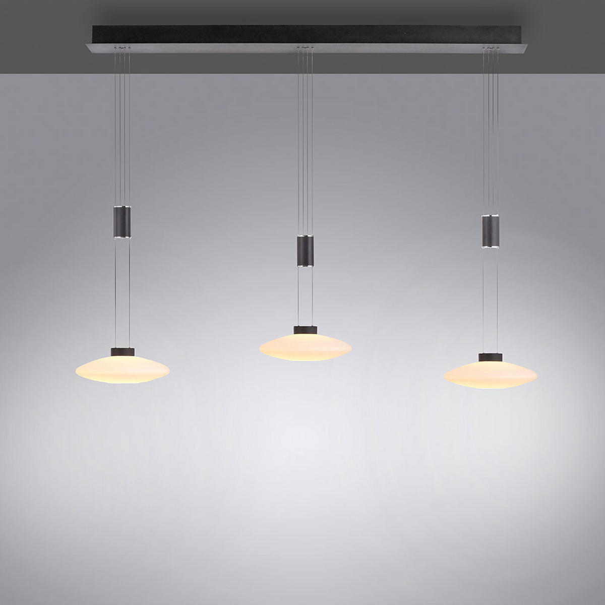 LED HÄNGELEUCHTE Metall Glas Schwarz - Schwarz, Glas (116/23/200cm)