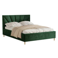 POLSTERBETT AINA 140x200 cm French Velvet 658, 34 Holzlatten, Kopfteil 104 cm - Grün, Textil (140/200cm) - Lookway