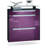 SCHUHSCHRANK Annie Brombeer Hochglanz / Weiß Hochglanz - Weiß Hochglanz/Brombeere, Holzwerkstoff (89/96/23cm) - Vladon