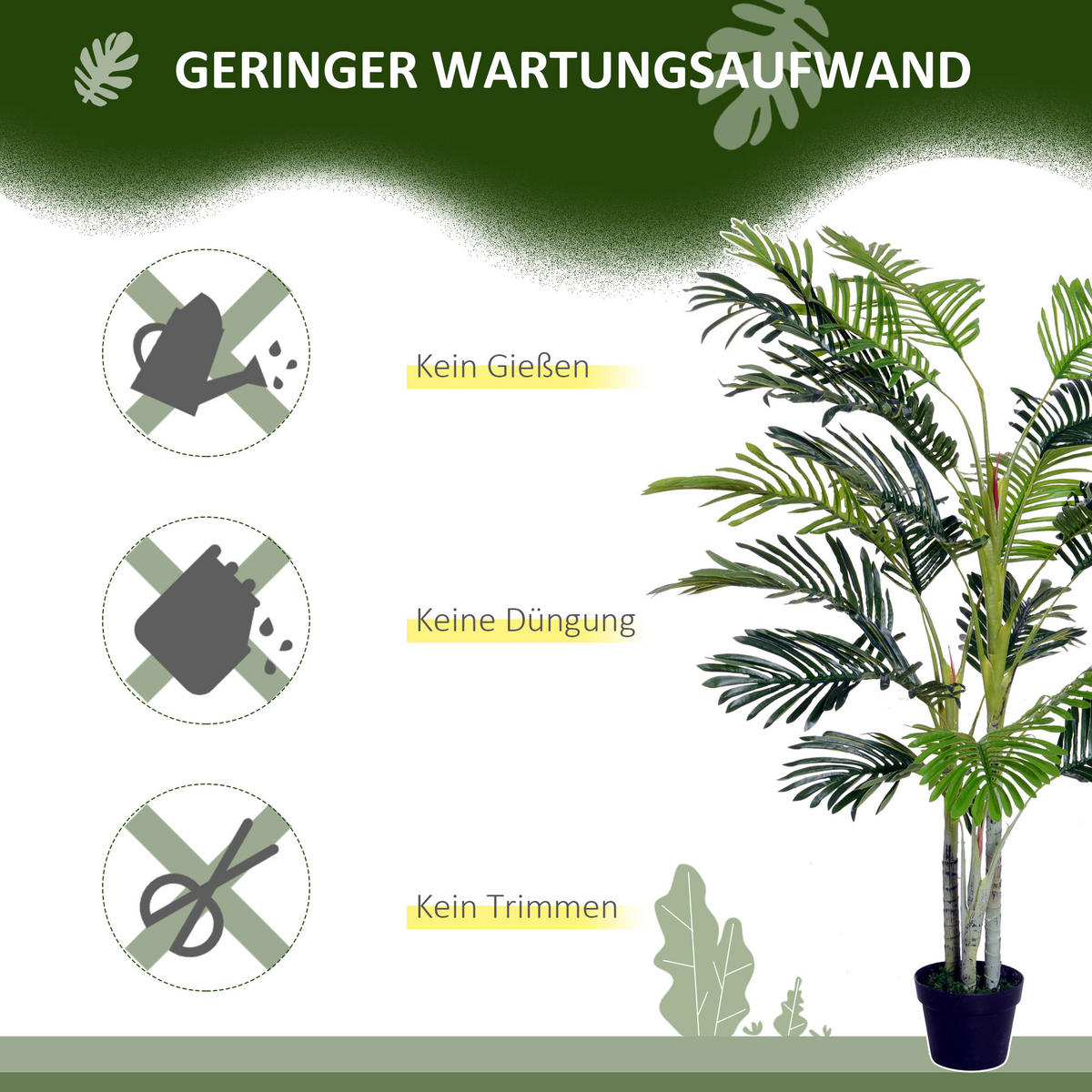 KÜNSTLICHE Pflanzen, PE, Zement, Grün - Grün, Kunststoff (150cm) - Outsunny