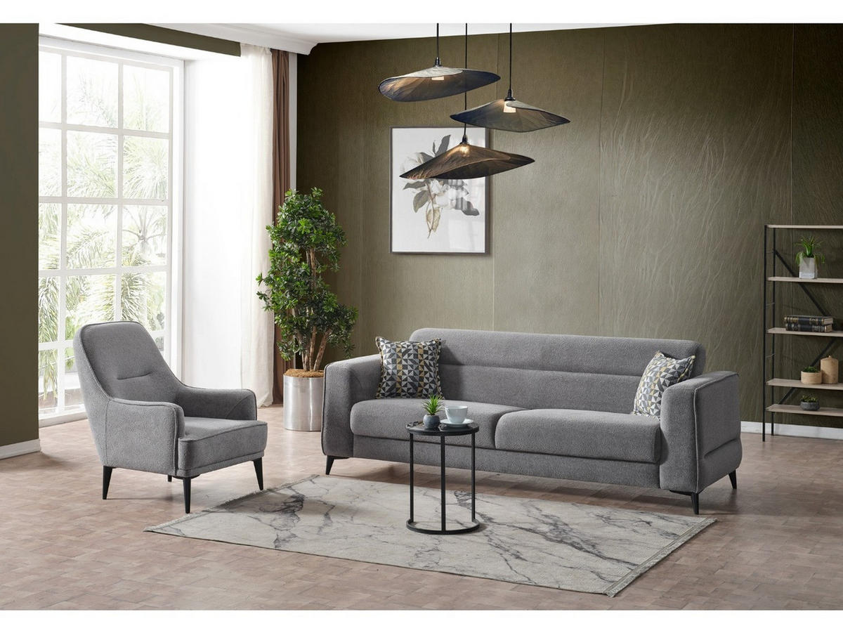 SITZGARNITUR Manta, Grau Stellvariante 3+1 - Grau, Holzwerkstoff/Kunststoff (237/87/98cm)