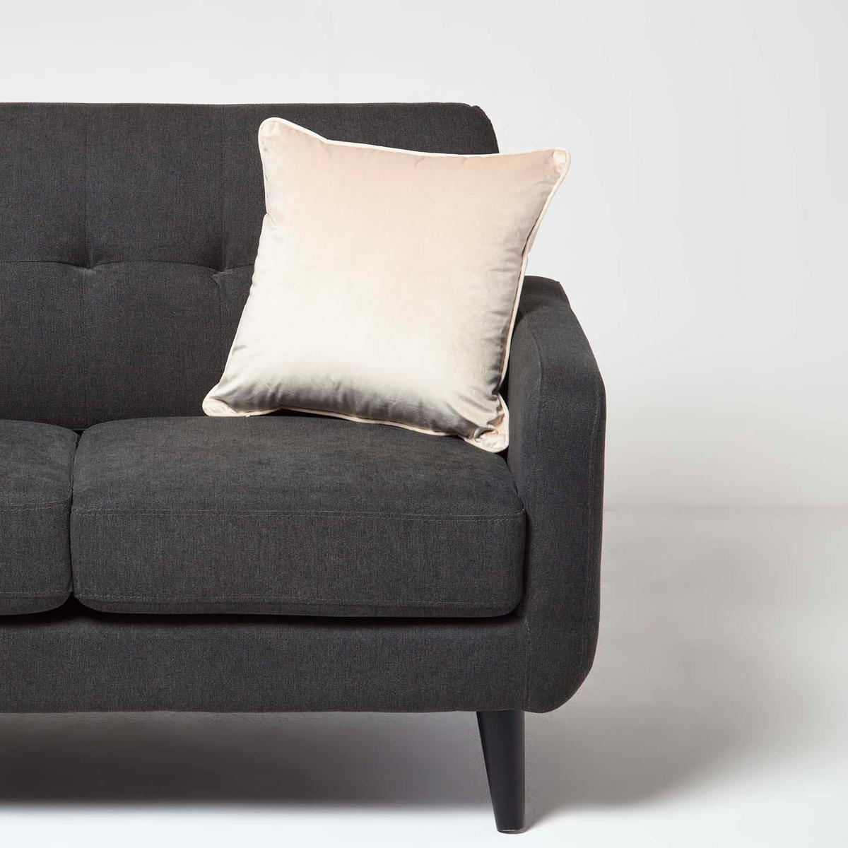 KISSENHÜLLE Samt mit Paspel – creme 46/46 cm - Creme, Textil (46/46cm) - Homescapes