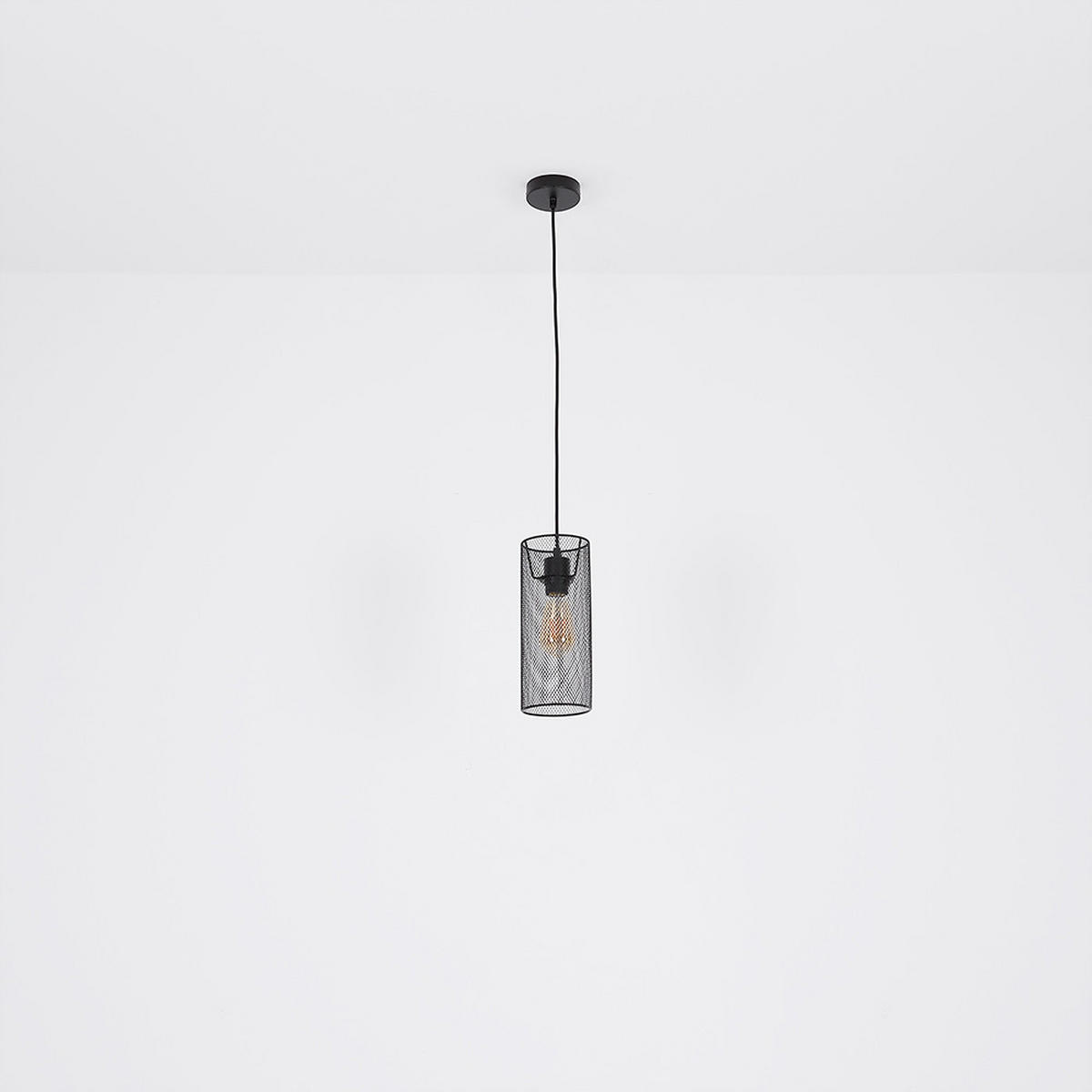 HÄNGELEUCHTE Metallgeflecht Schwarz matt - Schwarz, Metall (12/12/120cm) - Globo Lighting
