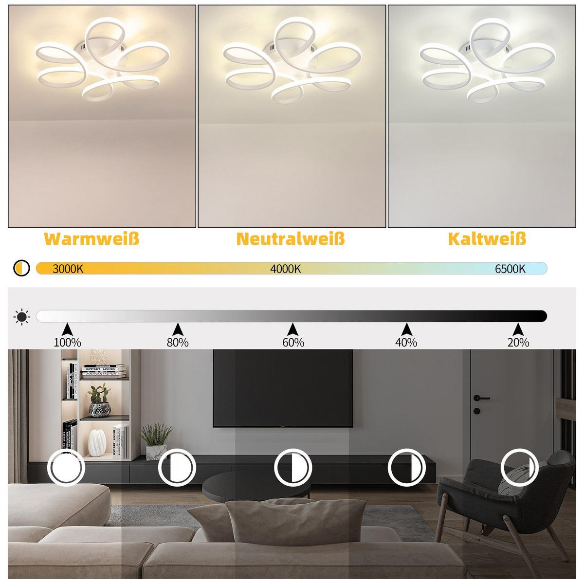 LED-DECKENLEUCHTE Naxis 50/50/9 cm - Weiß, Metall (50/50/9cm) - Nettlife