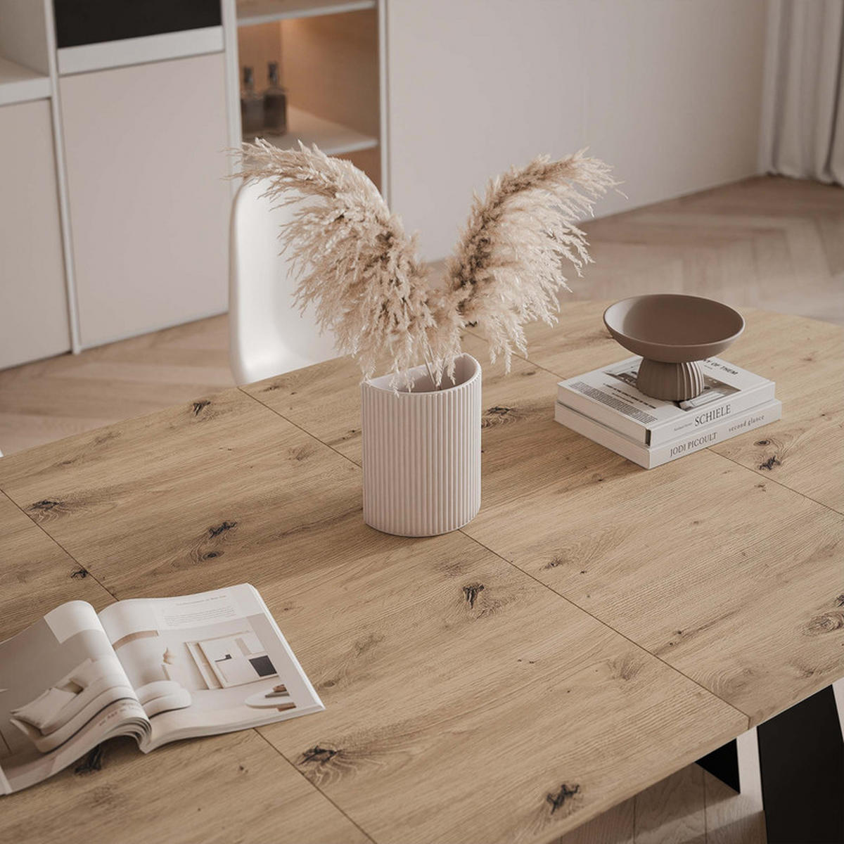 AUSZIEHTISCH FORTE 100/76 cm, Schwarz / Artisan-Eiche - Schwarz/Eiche Artisan, Holzwerkstoff/Metall (100/100/76cm) - Idohome
