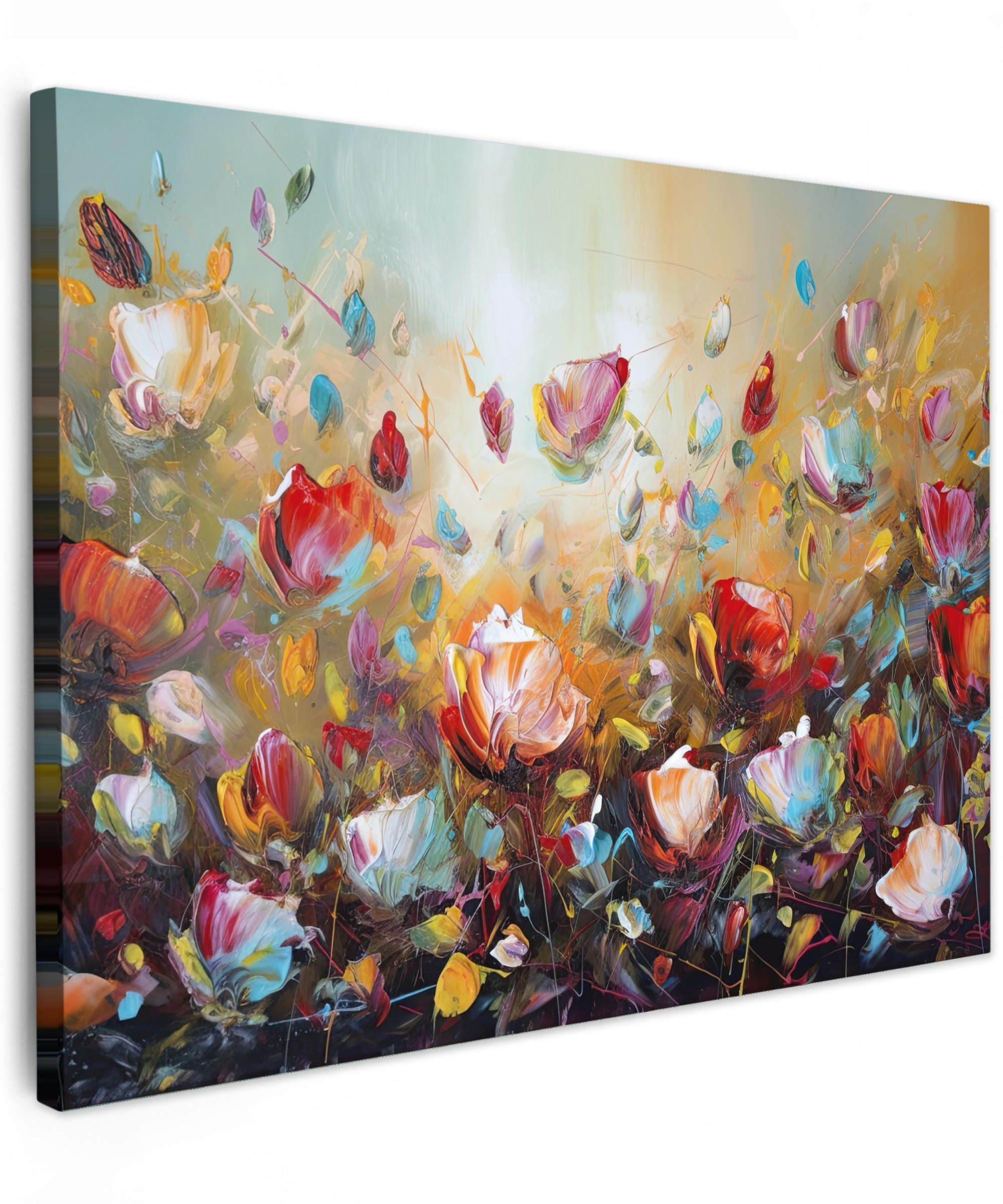 MuchoWow OBRAZ NA PLÁTNĚ Květiny - Umění - Příroda - Olejomalba 80x60 cm