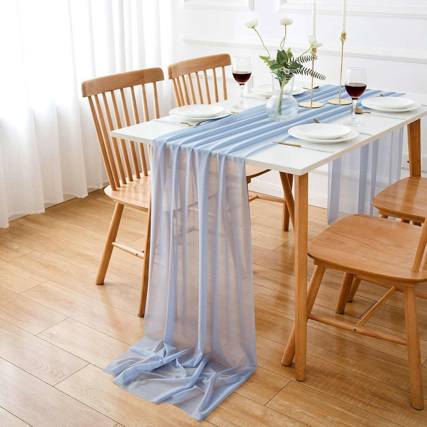 TISCHLÄUFER Chiffon Blau 70 x 300 cm - Hellblau, Textil (300/70/1.5cm)