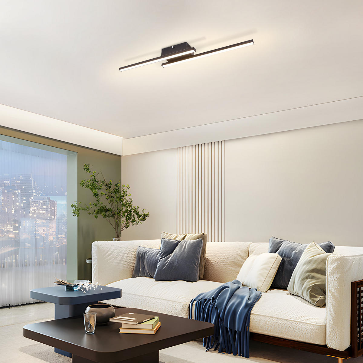 LED DECKENLEUCHTE Krythyn 61.5/7/5 cm - Schwarz, Kunststoff/Metall (61.5/7/5cm) - ZMH