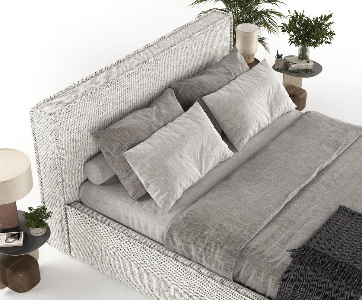 POLSTERBETT Sato mit Stauraum 140/200 cm Hellgrau im Modesto Stoff - Hellgrau/Schwarz, Holz/Holzwerkstoff (140/200cm) - AltaBeds