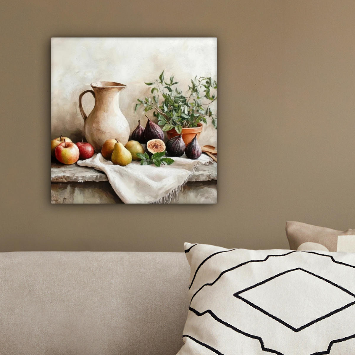 LEINWANDBILD Obst - Kräuter - Ländlich 20x20 cm - Naturfarben, Textil (20/20cm) - MuchoWow