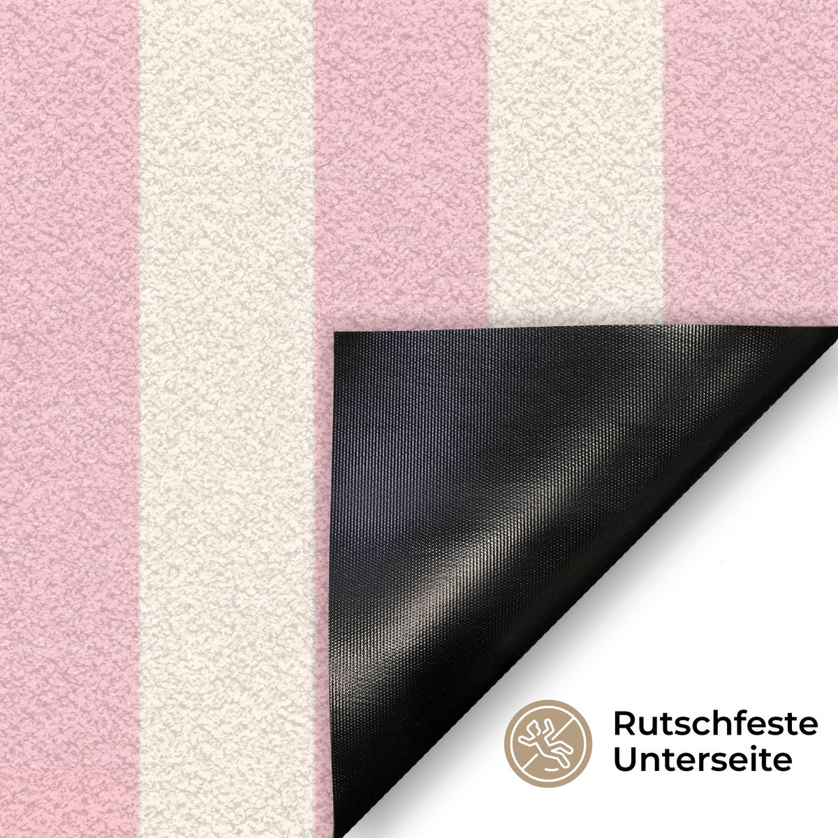 FUSSMATTE Zartrosa – Rot – Streifen – C'est La Vie 60x40 cm - Rosa, Kunststoff (60/0.4cm) - MuchoWow