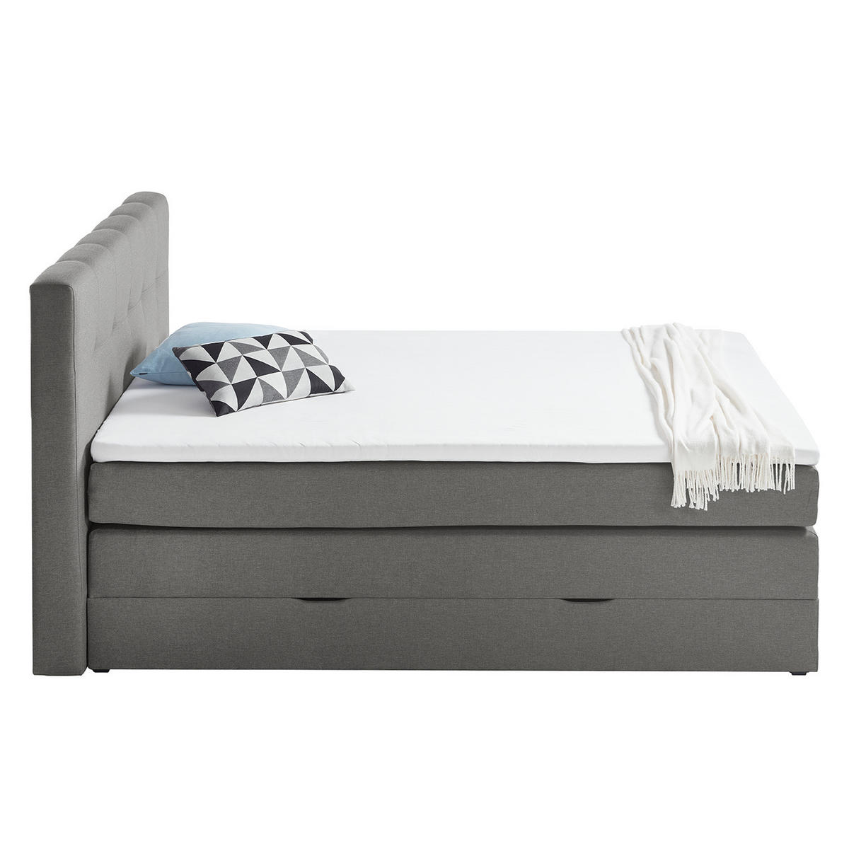 BOXSPRINGBETT - Webstoff - Grau, Textil (160/200cm) - home24