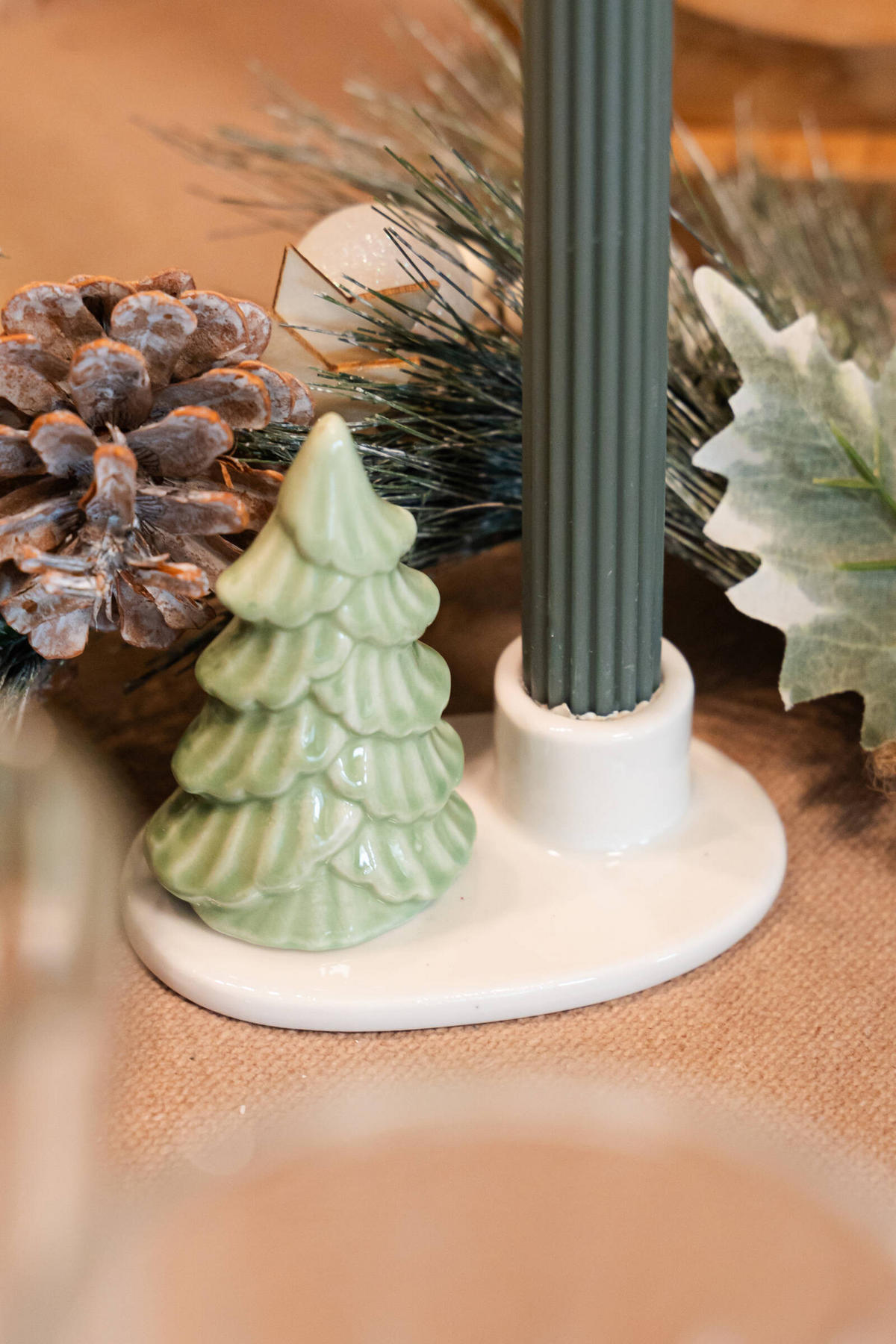KERZENSTÄNDER Weihnachtsbaum 8 cm - Hellgrün, Keramik (10.4/8.8/6.6cm) - Home Styling Collection