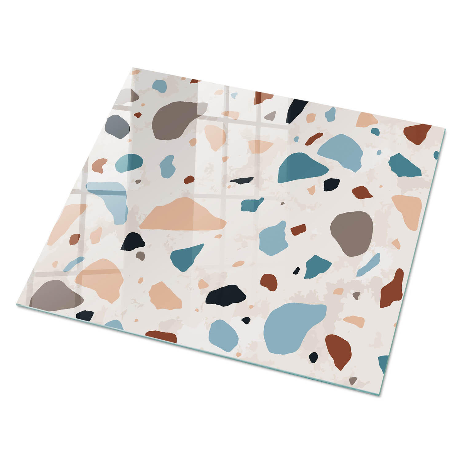 GLASPLATTE 80x60 cm – Farbenfroher Terrazzo - Braun, Glas (0.4/80/60cm) - ArtPrintCave