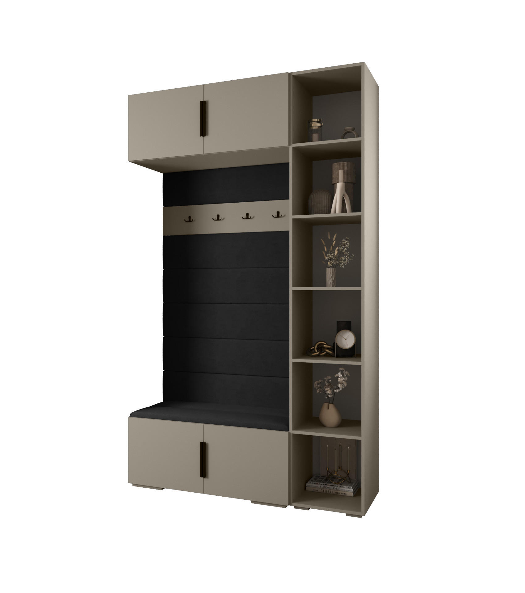 Abiks Möbel Garderoben-Set Kaschmir, Schwarz, Schwarz 140x236.7x47 cm
