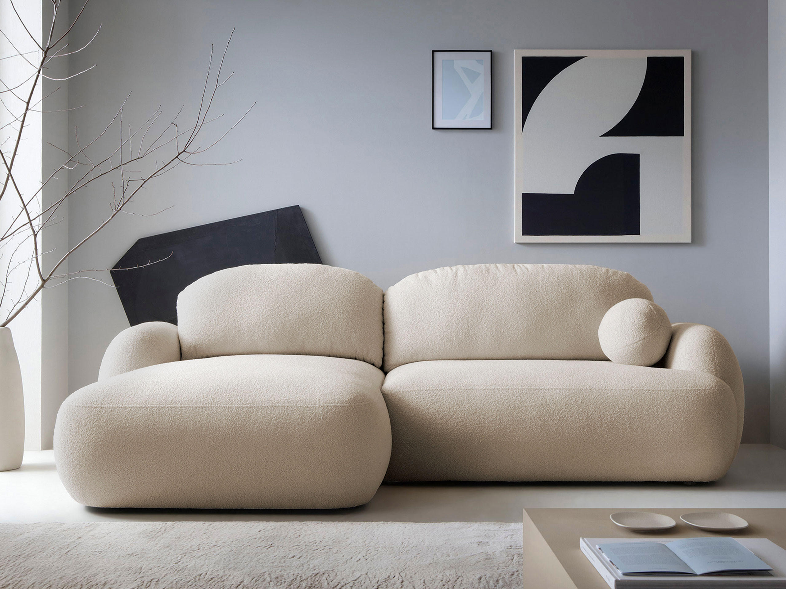 ECKSOFA Mayo, Seite: Links - Beige/Schwarz, Holz/Kunststoff (275/175cm) - MIRJAN24