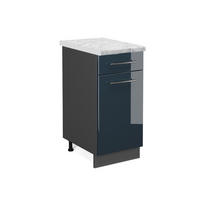 KÜCHENUNTERSCHRANK Fame-Line Dunkelblau Hochglanz 40 cm, AP Marmor - Anthrazit/Dunkelblau, Holzwerkstoff (40/82/60cm) - Vicco