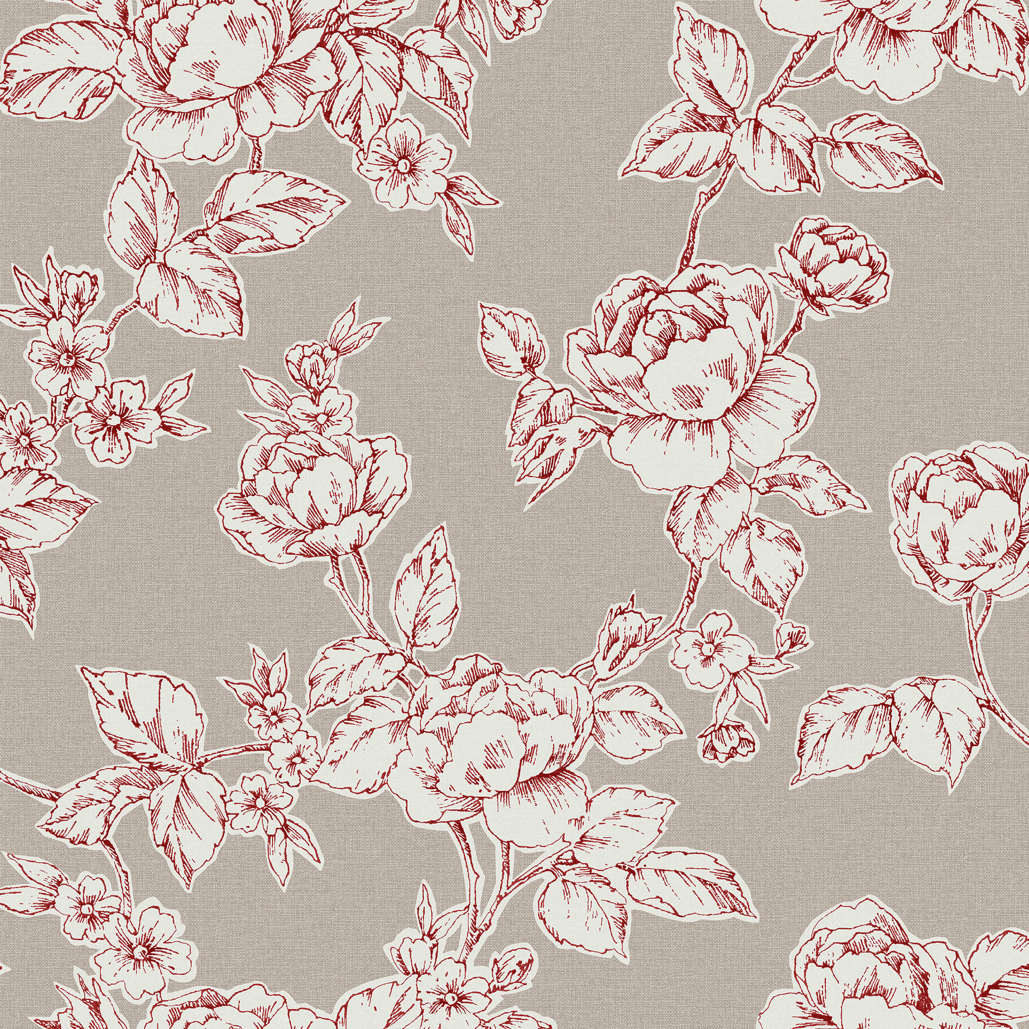 VLIESTAPETE Pollington Rosen Dunkelgrau - Grau, Papier/Kunststoff (52/1000cm) - Graham & Brown