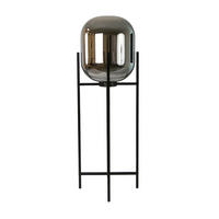 STELEUCHTE aus grauem Rauchglas mit Spiegeleffekt und schwarzem Stahl Ø45/140 cm - Schwarz, Metall (45/45/140cm) - The Lumine