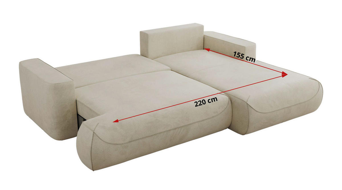 ECKSOFA OVO L Beige Velvet - Links Seite - Beige/Schwarz, Kunststoff/Textil (271/195cm) - MKS