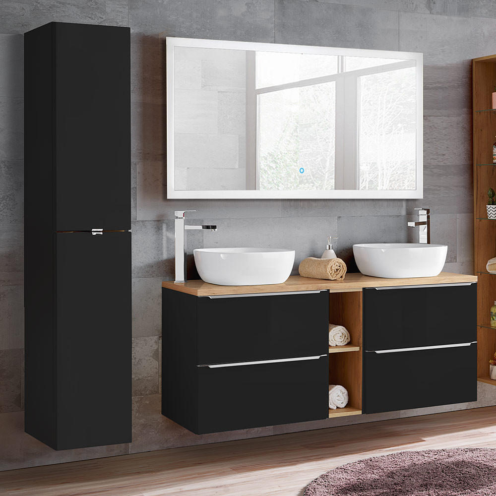 BADMÖBEL-SET 3-TLG. Toskana-56 - Anthrazit, Holzwerkstoff (195/190/46cm) - Lomado