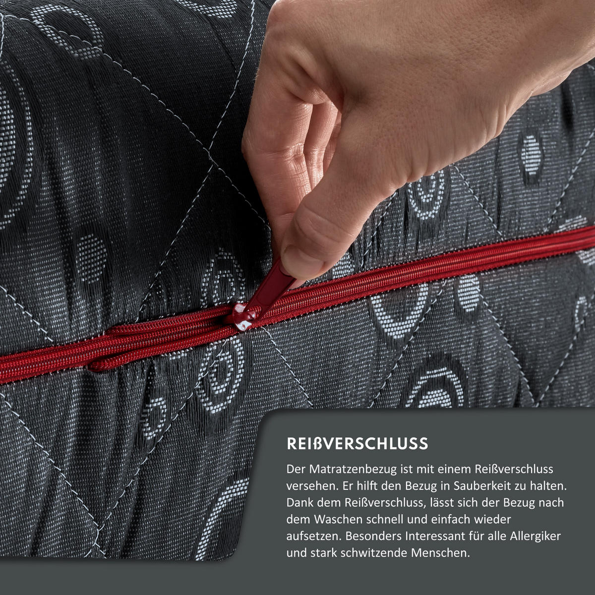 TASCHENFEDERKERNMATRATZE DARK - Schwarz, Textil (90/200cm) - FDM