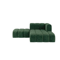 CHAISELONGUE Modulare Mit Hocker, Velvet-Stoff Riviera, Grün, Rechts, GRAND - Grün, Holz (204/179cm) - Kaiser Möbel