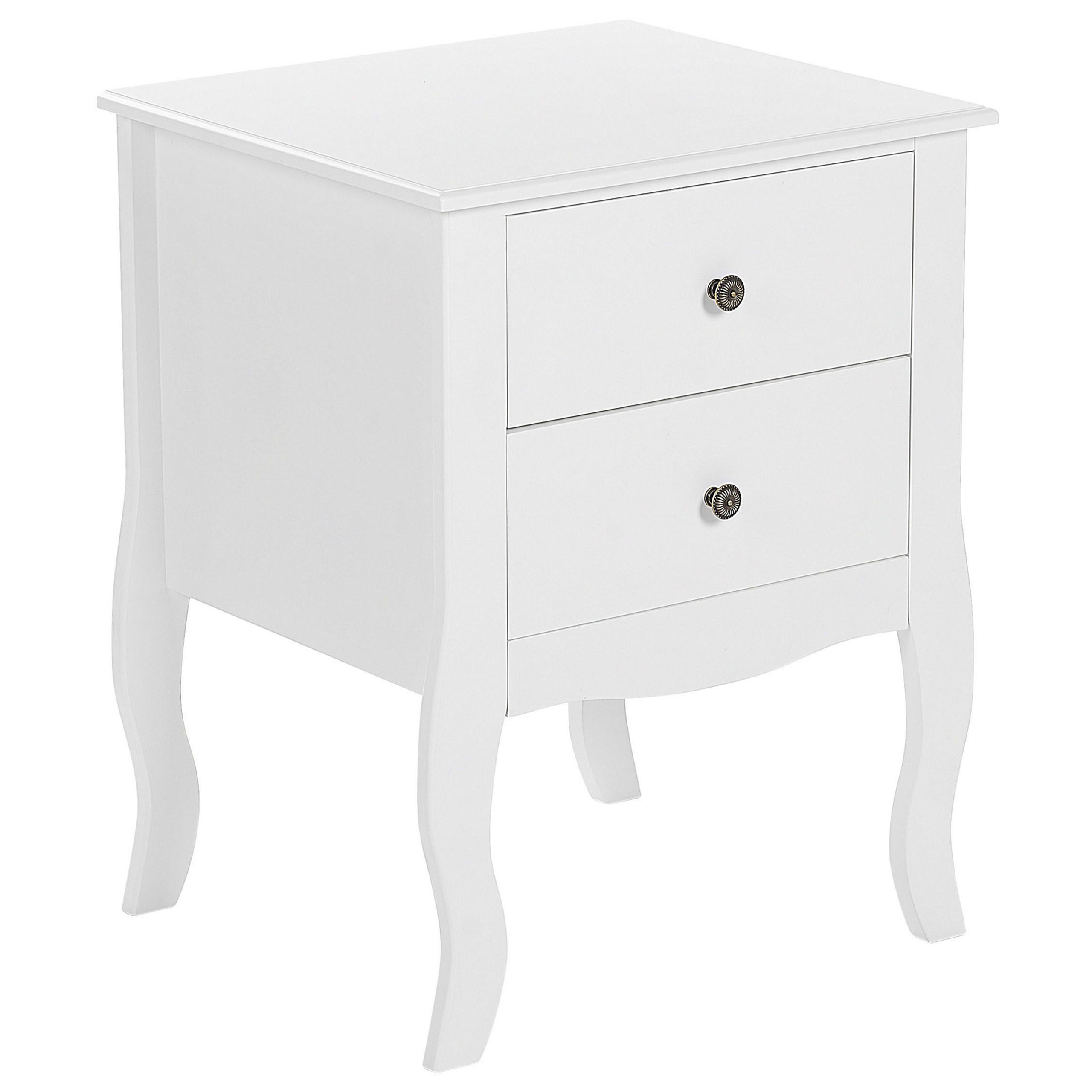 NACHTTISCH weiß 2 Schubladen Lane - Weiß, Holzwerkstoff (45/58/40cm) - Beliani