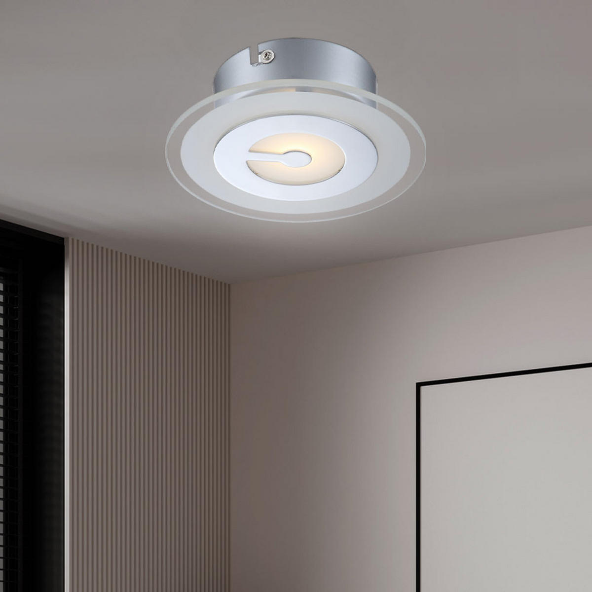 LED DECKENLEUCHTE Metall Chrom - Silberfarben, Glas (16/16/5.2cm) - Globo Lighting