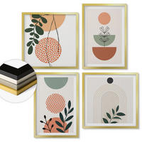 WANDBILDER 4er Set - 50x50 cm & 40x60 cm Goldrahmen - Moderne Pflanzenmotive - Goldfarben, Kunststoff (50/50cm) - ArtPrintCave