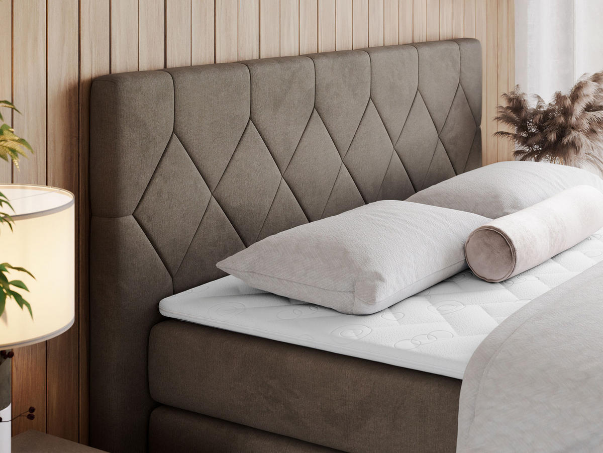 BOXSPRINGBETT KING EIGAR 140/200 Braun Velvet - H3 - Braun, Holz/Textil (140/200cm) - MKS