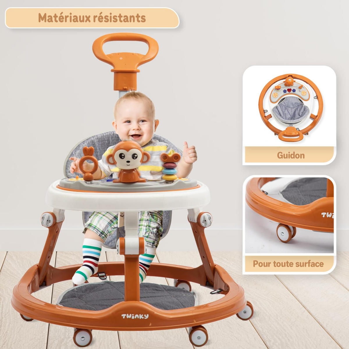 LAUFLERNWAGEN mit Spielset & Bodenmatte Braun - Braun, Kunststoff (70/70cm) - Twinky