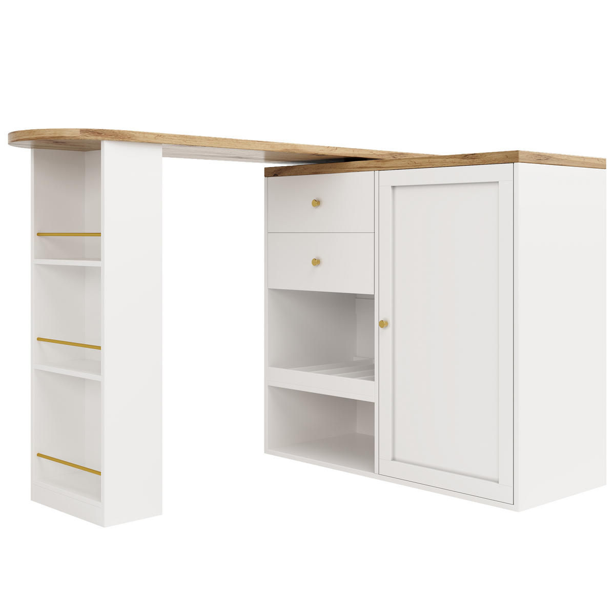 SIDEBOARD drehbar mit Schubladen,offenen Regalen 105/39/102 cm - Weiß, Holzwerkstoff (105/102/39cm) - EVRYAE
