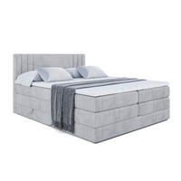 BOXSPRINGBETT IDRIKO KING - 200x200 - H3/H4 - Hellgrau - Hellgrau, Holzwerkstoff (200/200cm) - ALTDECOR