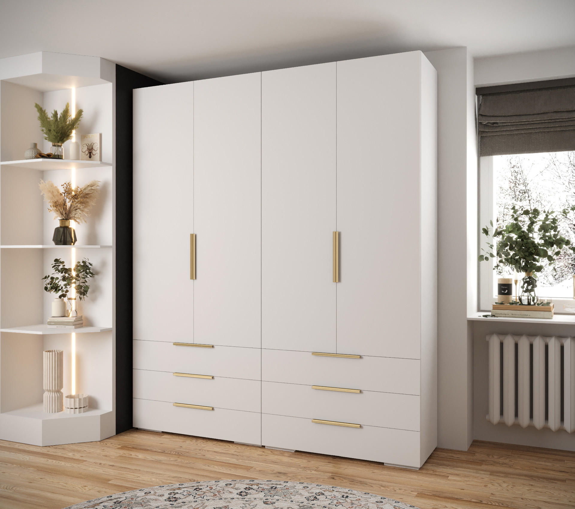 GARDEROBEN-SET 236,7/200/47 - Goldfarben/Weiß, Holz/Metall (200/236.7/47cm) - Abiks Möbel