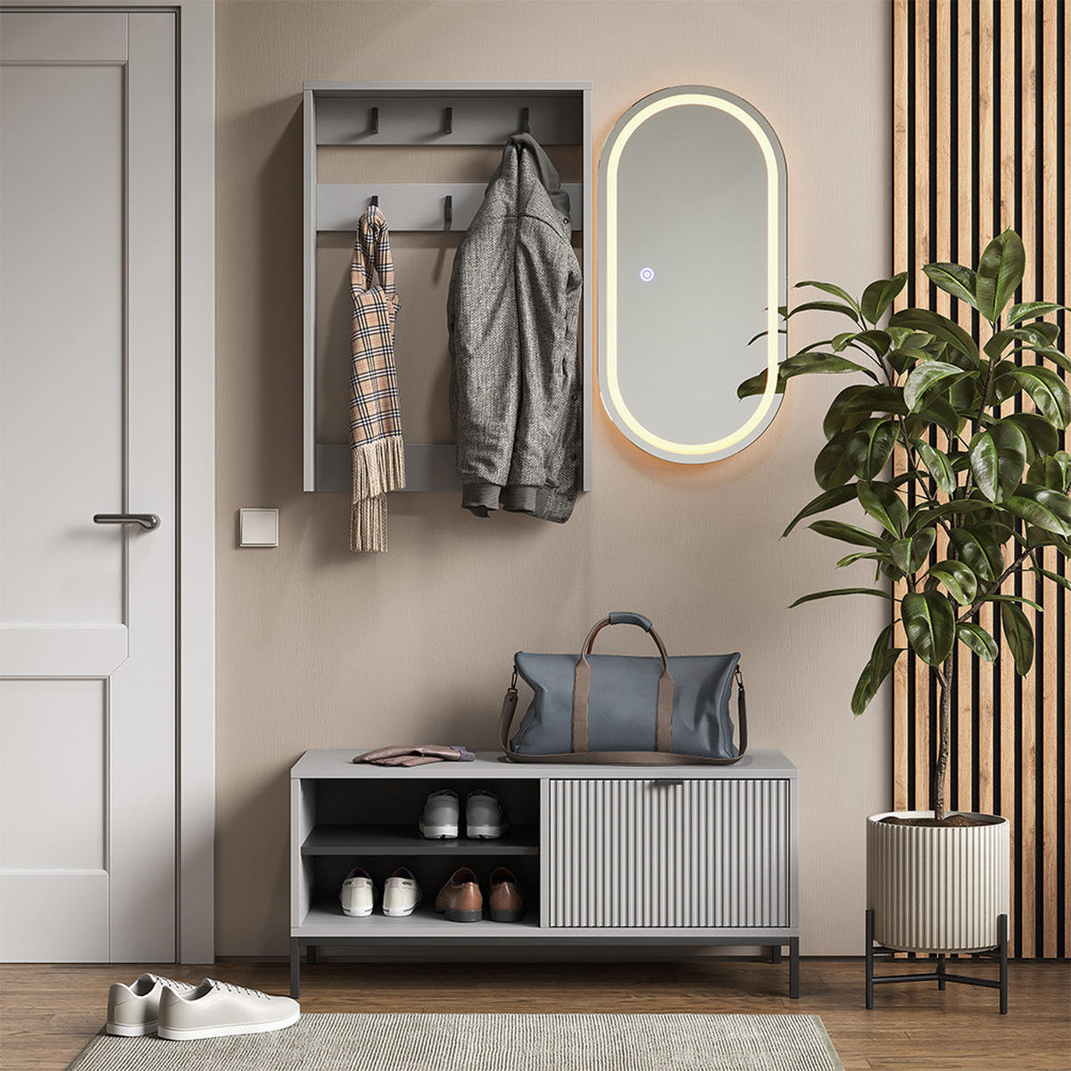 GARDEROBENAUFSATZ Eliza Grau 60 x 85 cm - Grau, Holzwerkstoff (60/85/12.1cm) - Vicco