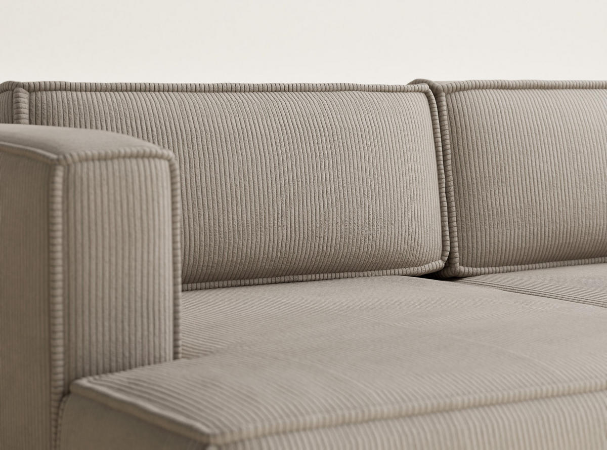 ECKSOFA MIT SCHLAFFUNKTION Velto Beige Samtstoff - Beige/Schwarz, Holz/Holzwerkstoff (152/250cm) - Maison de Reve