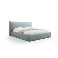 BETT mit Bettkasten und Kopfteil Kaelle aus Chenille-Stoff hellblau 180x200cm - Hellblau, Textil (180/200cm) - Micadoni