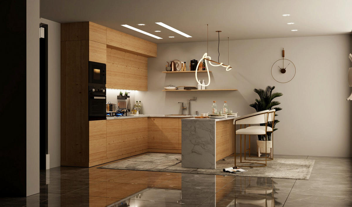 WINKELKÜCHE – Küchenzeile 310 x 260 x 250 cm VELORA – KU-S48 – Eiche Artisan - Eiche Artisan, Holzwerkstoff (310/248/260cm) - hi-markt