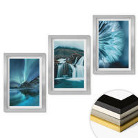 WANDBILDER 3er Set - 20x30 cm Silberner Rahmen - Winterlandschaften mit Wasserfällen - Silberfarben, Kunststoff (20/30cm) - ArtPrintCave