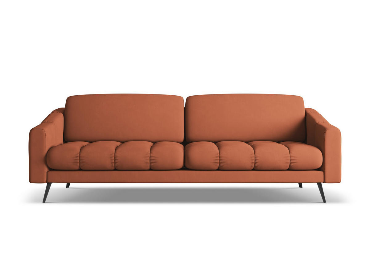 4-SITZER-SOFA Chenille Stoff Orange - Terracotta/Schwarz, Kunststoff/Textil (238/80/95cm) - Makamii
