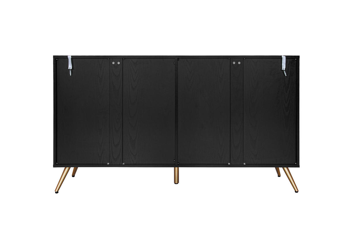ANRICHTE Mid-Century-Design Schwarz-Goldfarben 150/38/83 cm - Schwarz, Holz (150/83/38cm) - PANGIVO