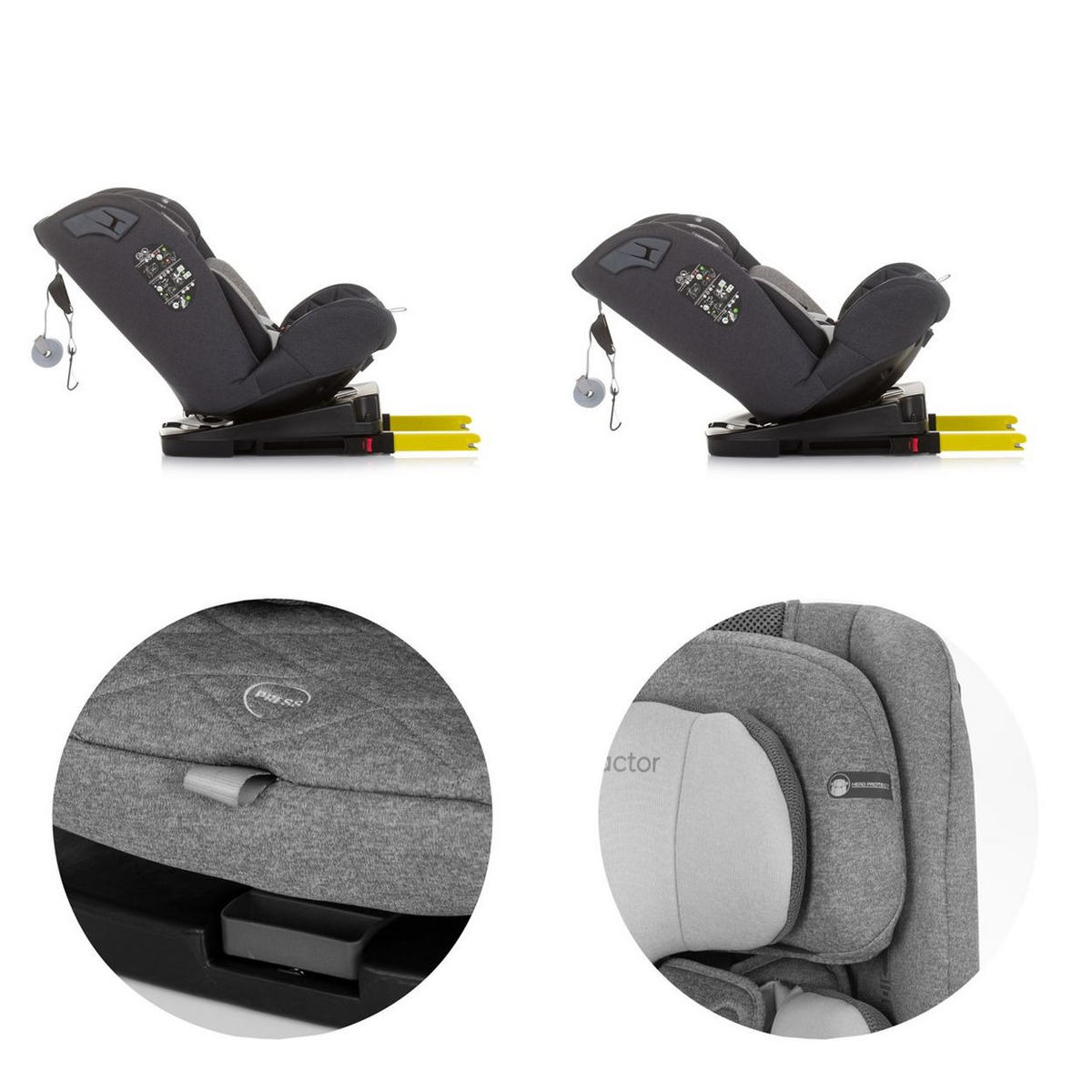 KINDERSITZ X-Factor i-Size grau (40 - 150 cm) Isofix verstellbar drehbar - Grau, Kunststoff (44/78/43cm) - Chipolino