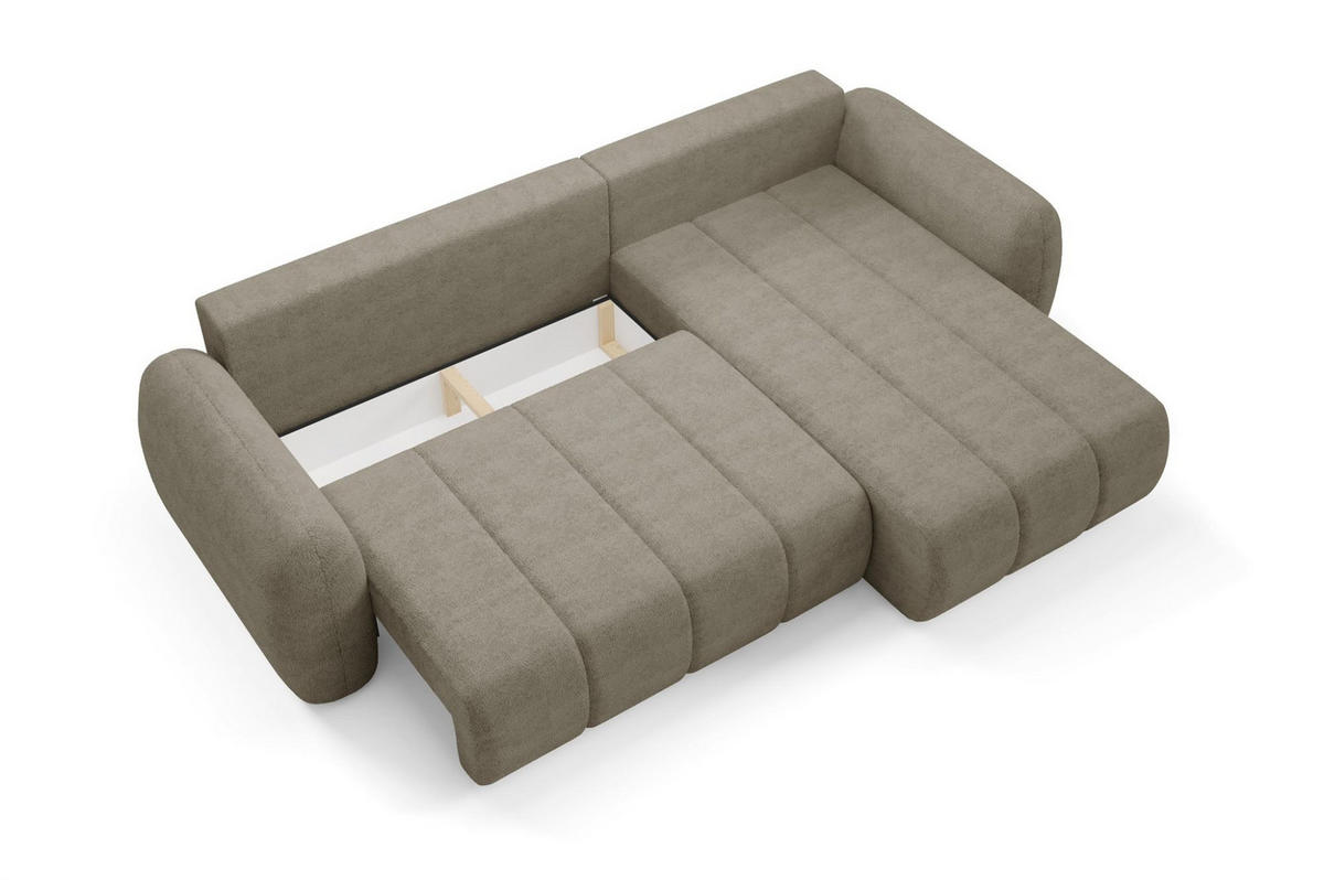 ECKSOFA Caria Mit Schlaffunktion - Beige, Holzwerkstoff/Textil (304/190cm) - Fun Möbel