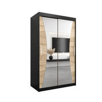 SCHWEBETÜRENSCHRANK 200/120/62 2-türig - Silberfarben/Schwarz, Holz/Kunststoff (120/200/62cm) - Abiks Möbel