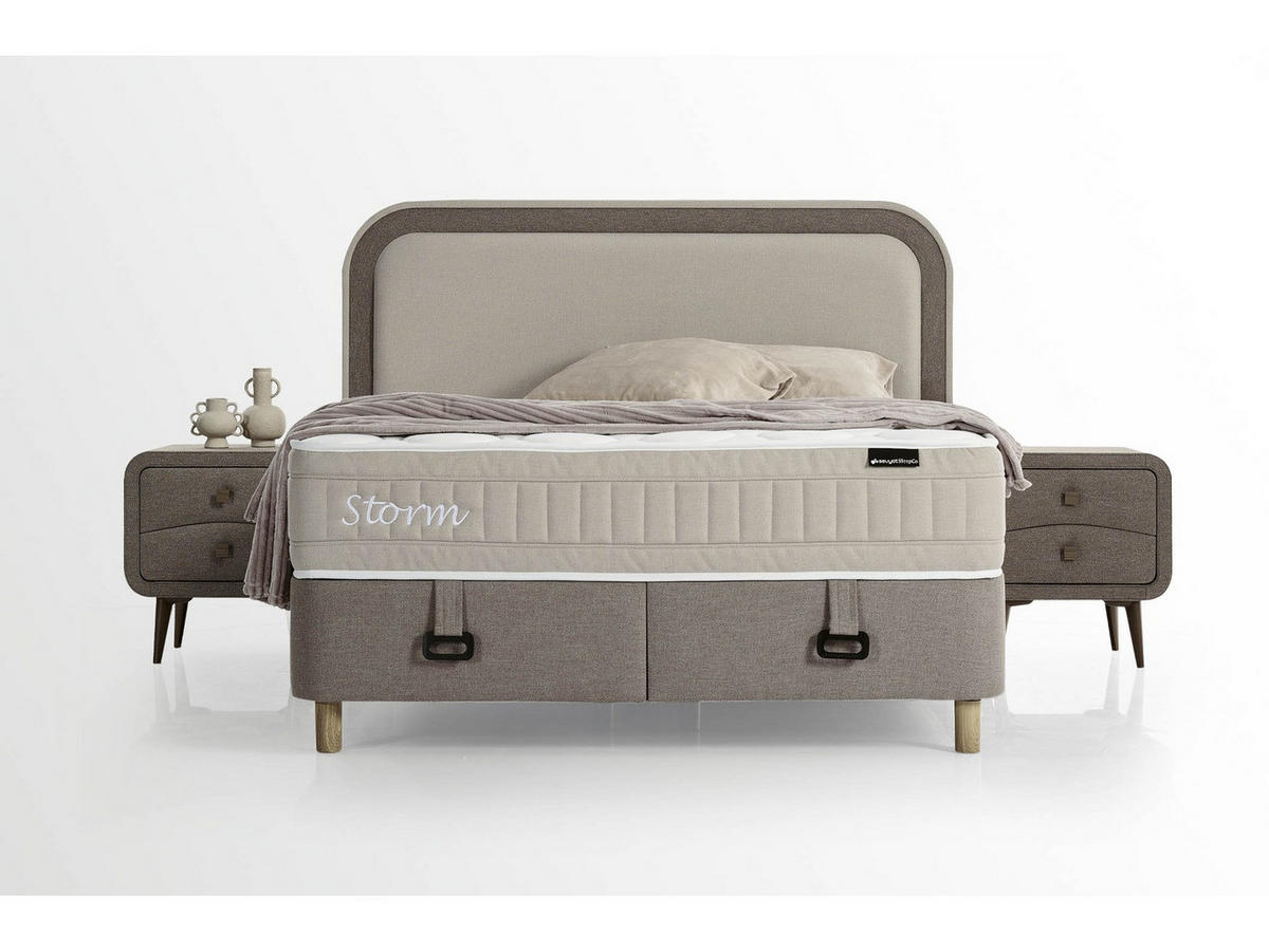 POLSTERBETTSET Storm 100x200 Taupe - Taupe, Textil/Metall (100/200cm) - Villa Möbel